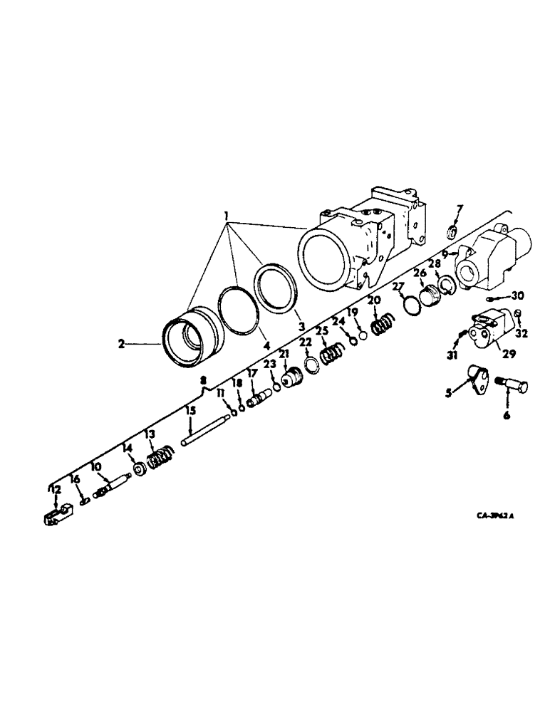 Схема запчастей Case IH 454 - (10-37) - HYDRAULICS, DRAFT CONTROL CYLINDER AND VALVE (07) - HYDRAULICS