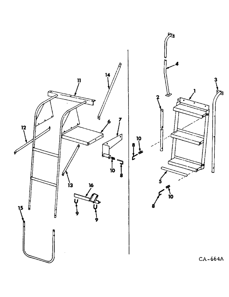 Схема запчастей Case IH 815 - (M-12) - SEAT, OPERATORS PLATFORM AND MISC., SERVICE LADDER (10) - OPERATORS PLATFORM