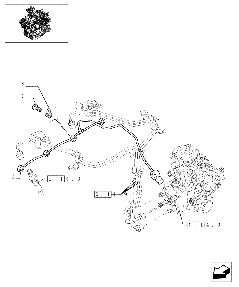 Схема запчастей Case IH JX1090U - (0.20.4) - INJECTION EQUIPMENT - PIPING (01) - ENGINE