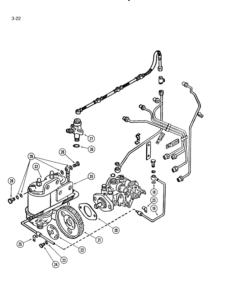 Схема запчастей Case IH 4000 - (3-22) - FUEL INJECTION SYSTEM, D-239 DIESEL ENGINE (03) - FUEL SYSTEM