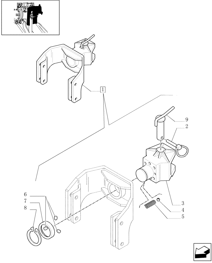 Схема запчастей Case IH JX1060C - (1.89.3/05A[01]) - (VAR.893) SWIVEL HOOK, VERTICAL ADJUST, W/PIN (PITON) - C5824 (09) - IMPLEMENT LIFT