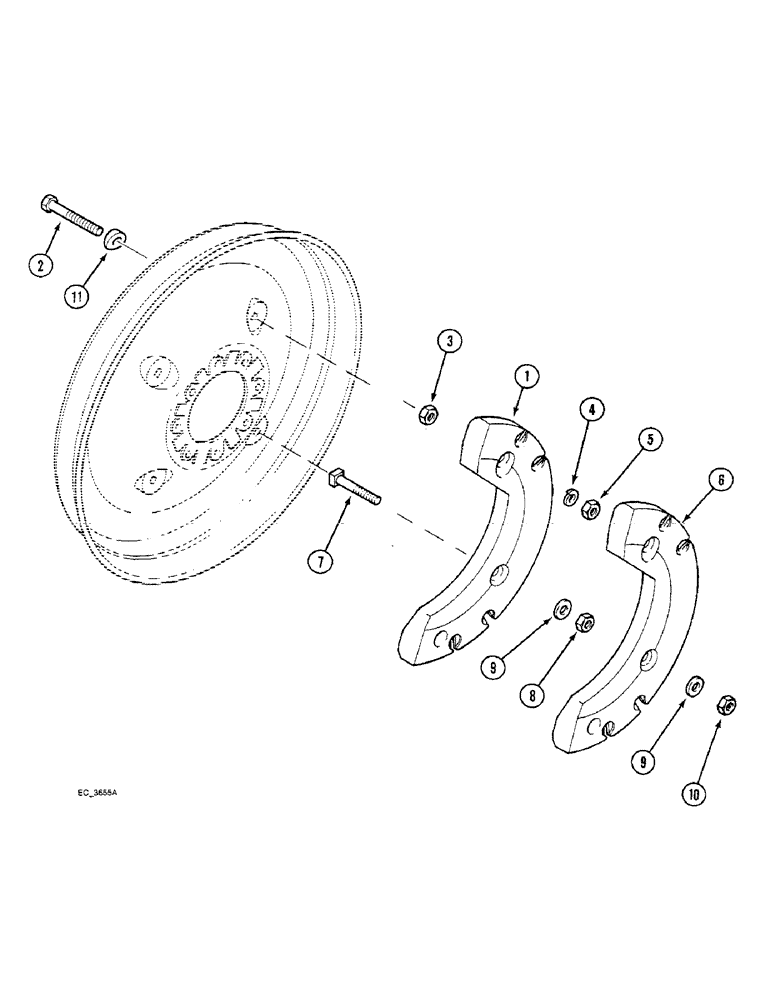 Схема запчастей Case IH 4240 - (6-132) - REAR WHEEL WEIGHTS, SPLIT TYPE, BAR TYPE AXLE, 34, 38 OR 42 IN. WHEELS, 1ST AND 2ND OR 3RD POSITIONS (06) - POWER TRAIN