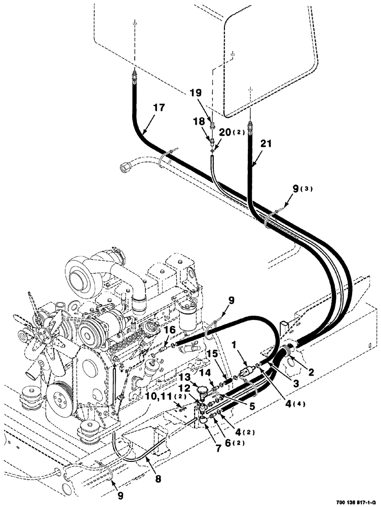 Схема запчастей Case IH 8880HP - (02-024) - FUEL LINE MOUNTING ASSEMBLIES (10) - ENGINE