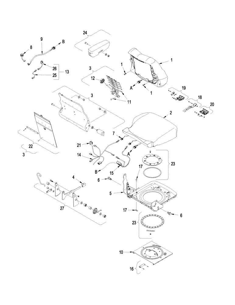 Схема запчастей Case IH STX280 - (09-25) - SEAT - CUSHION ASSEMBLY (09) - CHASSIS