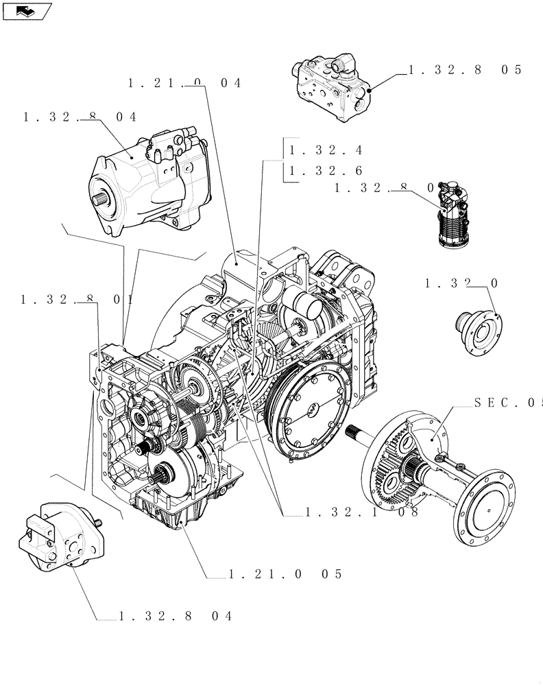 Схема запчастей Case IH PUMA 210 - (SEC. 03[02]) - TRANSMISSION (00) - GENERAL