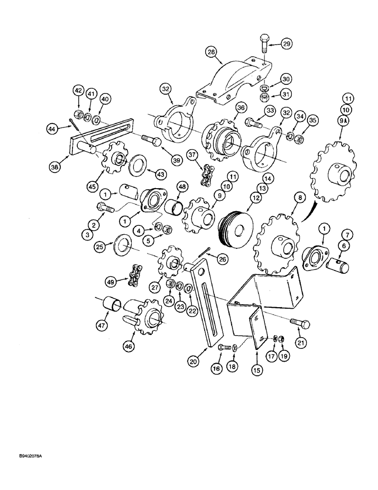 Схема запчастей Case IH 7100 - (9-030) - GRAIN DRIVE COUNTERSHAFT (09) - CHASSIS/ATTACHMENTS