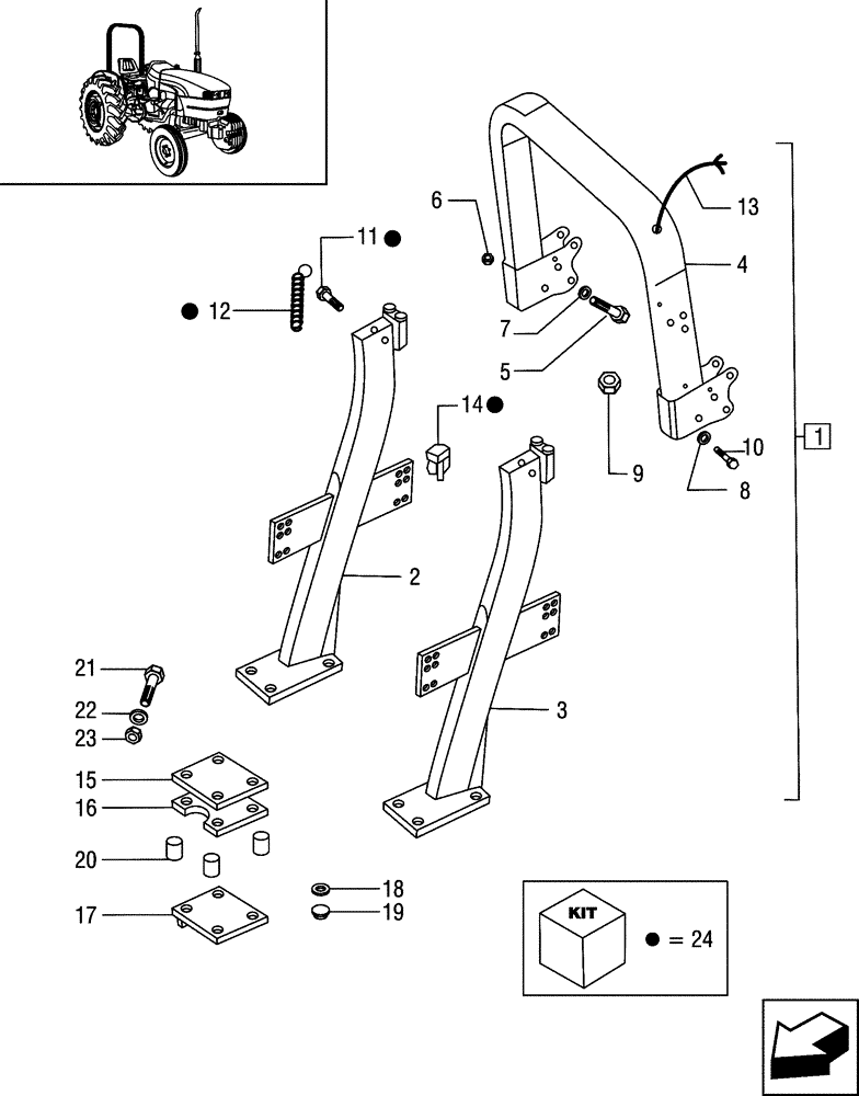 Схема запчастей Case IH JX95 - (1.87.7[01]) - ROLLBAR - FRAME AND COVERING - C5973 (08) - SHEET METAL