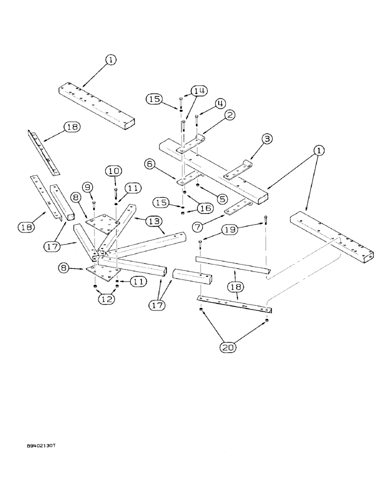 Схема запчастей Case IH 7100 - (9-076) - CENTER HITCH & STABILIZER, TWO DRILL, MACHINES BUILT 1985 & AFTER, WITH HITCH P.I.N. 501 & AFTER (09) - CHASSIS/ATTACHMENTS