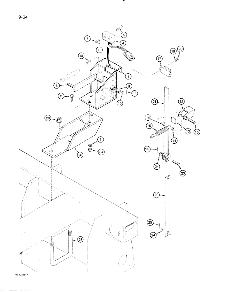 Схема запчастей Case IH 8500 - (9-064) - MAIN DRIVE CLUTCH SWITCH CONTROLS, 33 FOOT WIDE DRILL (09) - CHASSIS/ATTACHMENTS