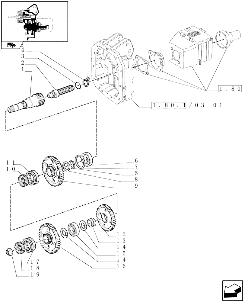 Схема запчастей Case IH MAXXUM 140 - (1.80.1/03[02]) - POWER TAKE-OFF 540/750/1000 RPM - GUARD, GEARS AND SHAFT (VAR.330801-332801) (07) - HYDRAULIC SYSTEM