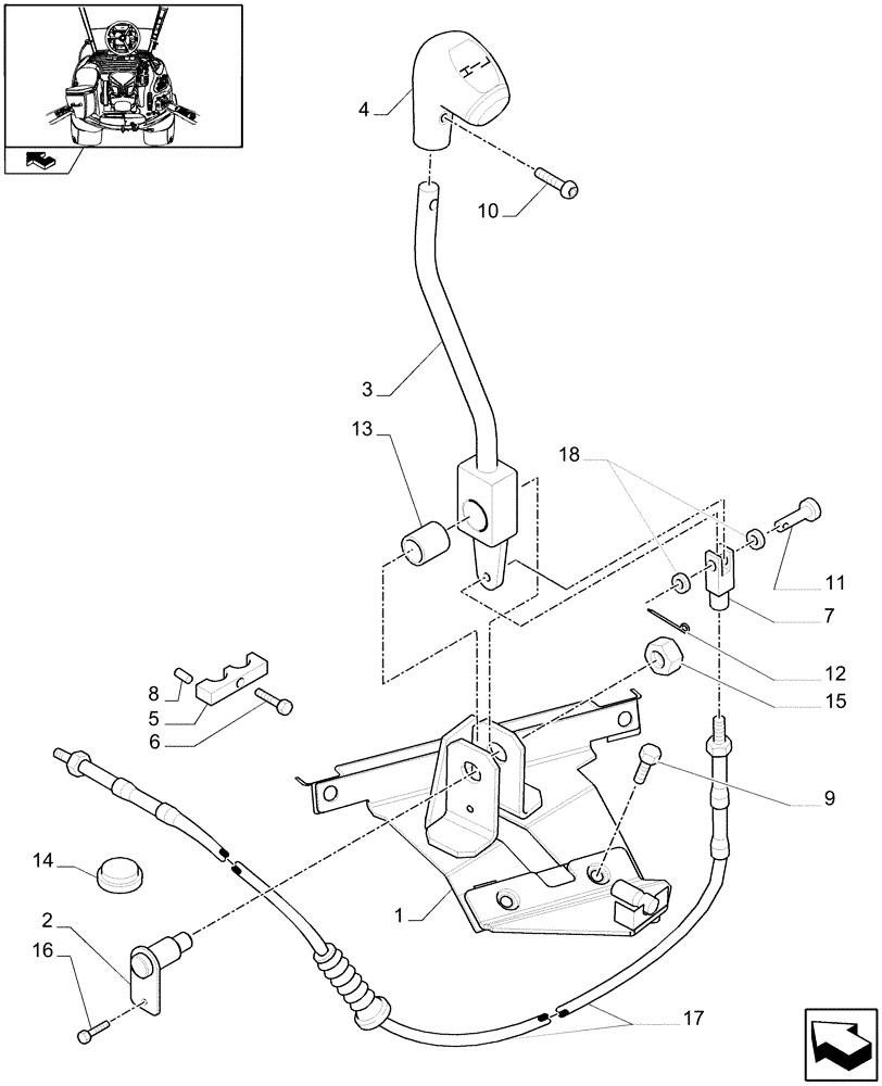 Схема запчастей Case IH MAXXUM 110 - (1.96.0[01]) - SPEED GEARSHIFT CONTROL LEVER - C6819 (10) - OPERATORS PLATFORM/CAB