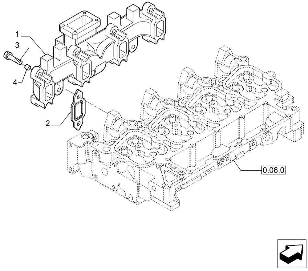 Схема запчастей Case IH P85 - (0.07.7[01]) - EXHAUST MANIFOLD (02) - ENGINE