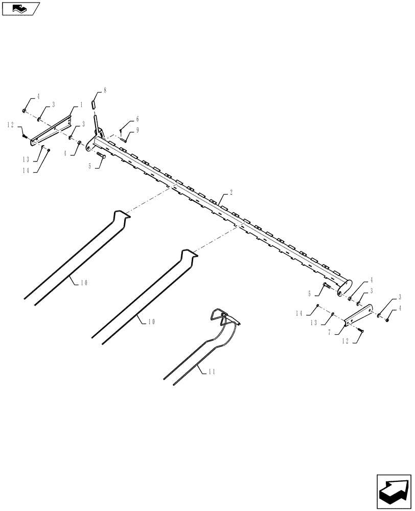 Схема запчастей Case IH 3016 - (58.130.03[01]) - TINE BAR, 12 FT AND 15FT (58) - ATTACHMENTS/HEADERS