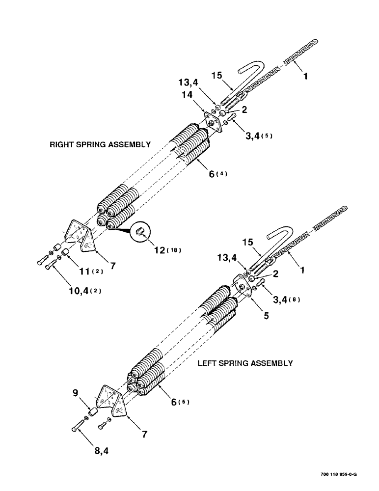 Схема запчастей Case IH 8820 - (7-10) - HEADER FLOTATION SPRING ASSEMBLIES (09) - CHASSIS