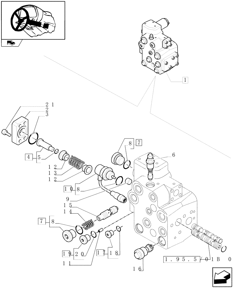 Схема запчастей Case IH PUMA 125 - (1.95.5/01C[02]) - VALVE - BREAKDOWN (VAR.330631-336631) (10) - OPERATORS PLATFORM/CAB