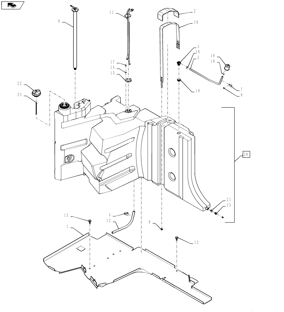 Схема запчастей Case IH MAGNUM 210 - (10.216.02) - FUEL TANK & MOUNTING - S/N ZCRH01701 AND AFTER (10) - ENGINE