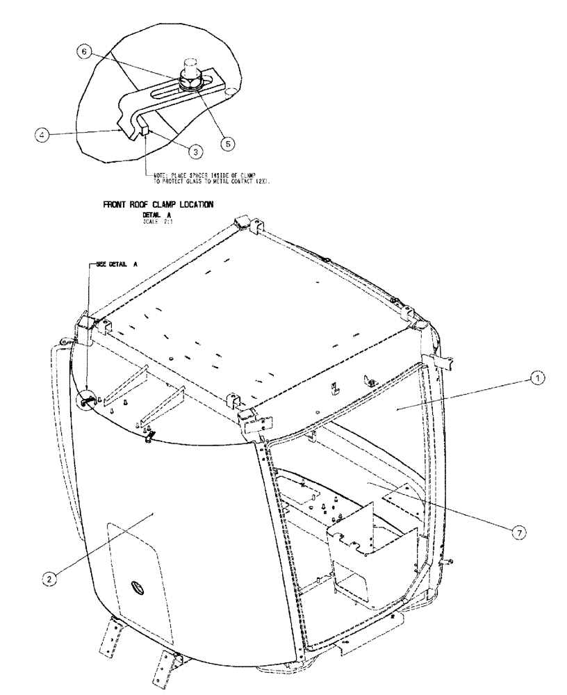 Схема запчастей Case IH SPX4260 - (02-005[01]) - GLASS MOUNTING GROUP Cab Exterior