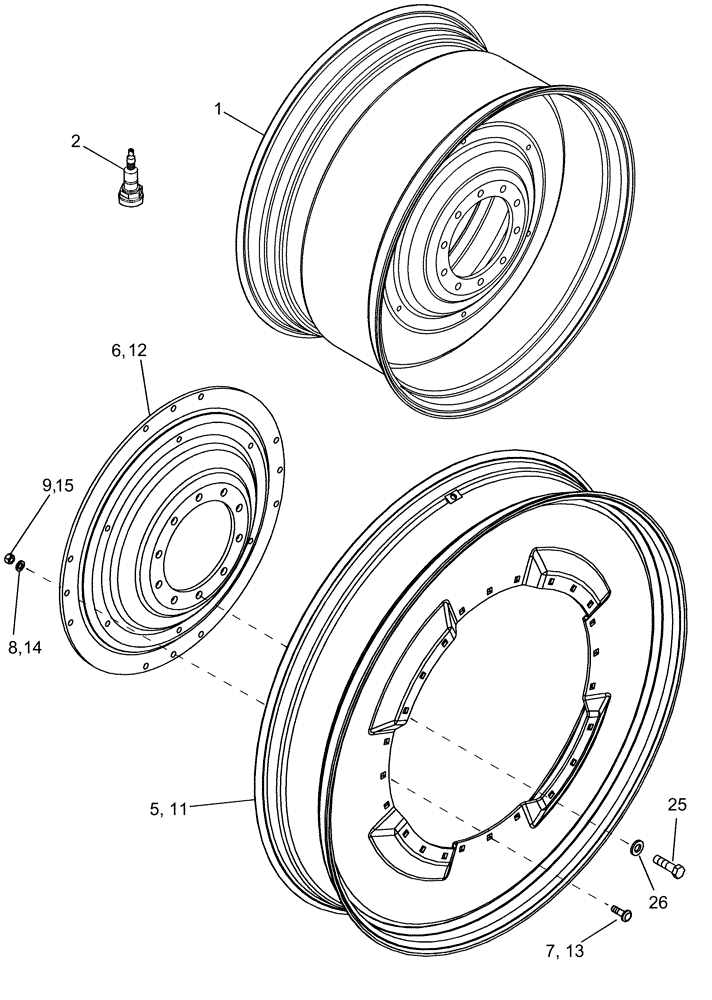 Схема запчастей Case IH MX245 - (06-43) - SOLID STEEL REAR WHEELS (06) - POWER TRAIN