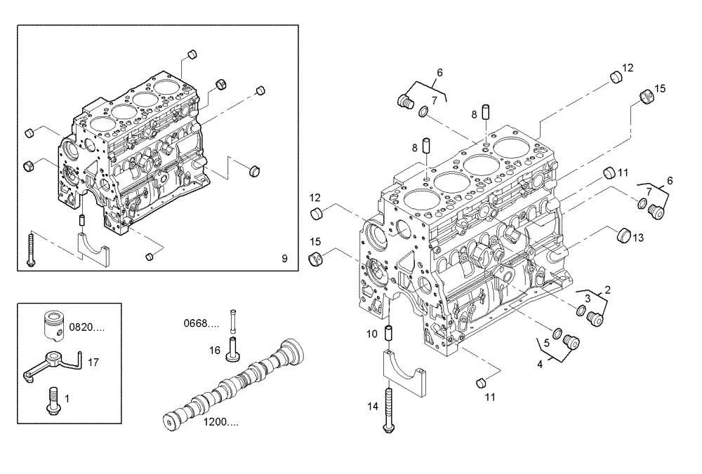 Схема запчастей Case IH F4BE0484F D600 - (0400.152) - CRANKCASE 