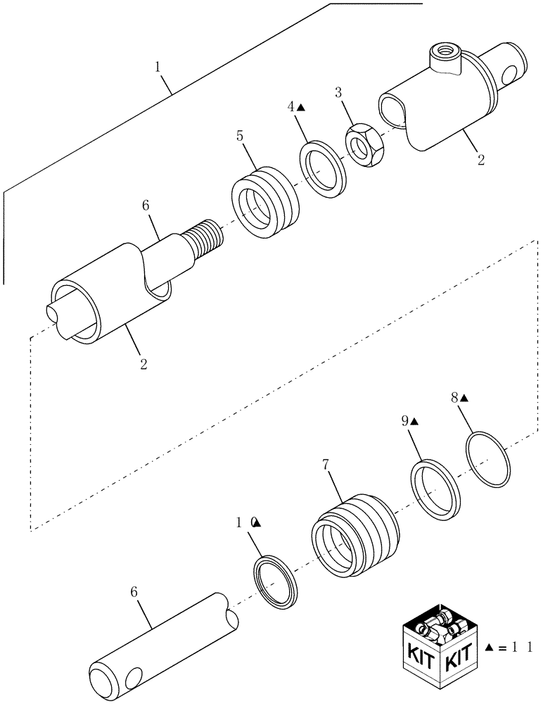 Схема запчастей Case IH SCX100 - (07.06[2]) - HYDRAULIC CYLINDER, SLAVE, FROM PIN HCA0017071 (07) - HYDRAULICS