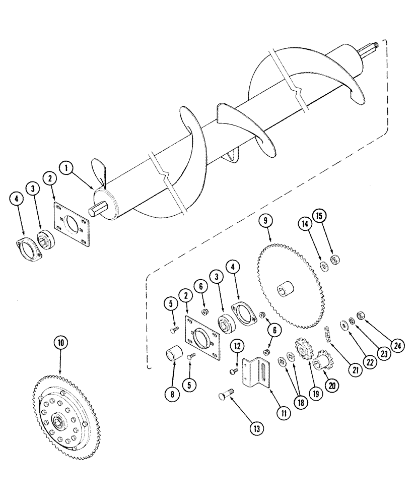 Схема запчастей Case IH 1084 - (09-28) - AUGER - DRIVE (1064, 1083, 1084), - JJC0335001 (09) - CHASSIS