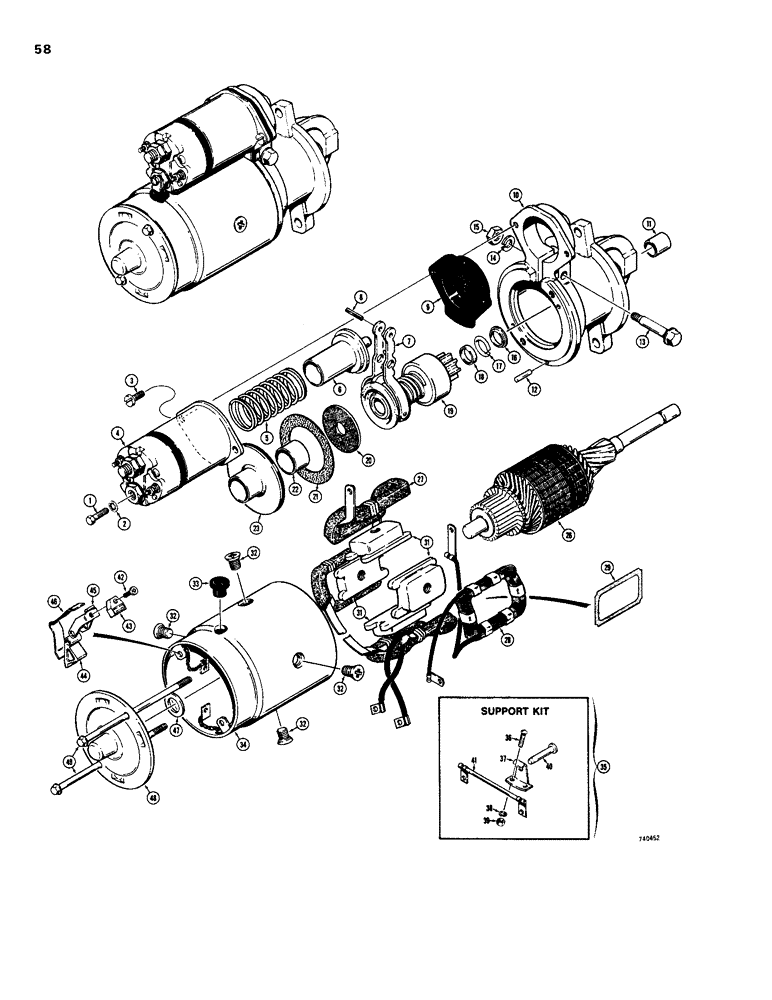 Схема запчастей Case IH 1830 - (058) - D63740 STARTER (55) - ELECTRICAL SYSTEMS