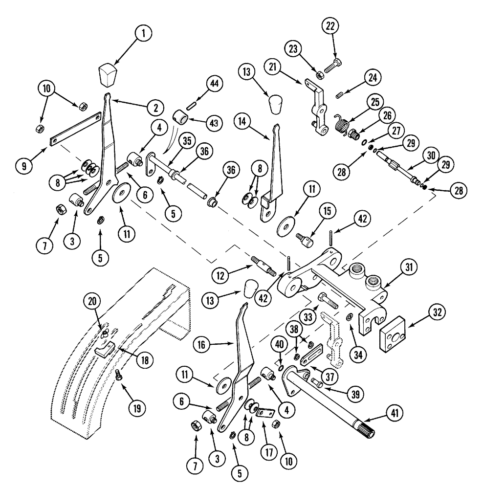 Схема запчастей Case IH C90 - (08-23) - HYDRAULIC DRAFT CONTROL LEVERS (08) - HYDRAULICS