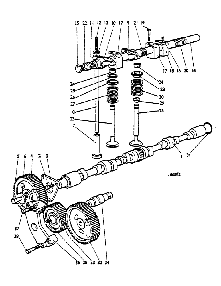 Схема запчастей Case IH 1200 - (008) - CAMSHAFT, VALVE MECHANISM, AND INJECTION PUMP DRIVE (01) - ENGINE