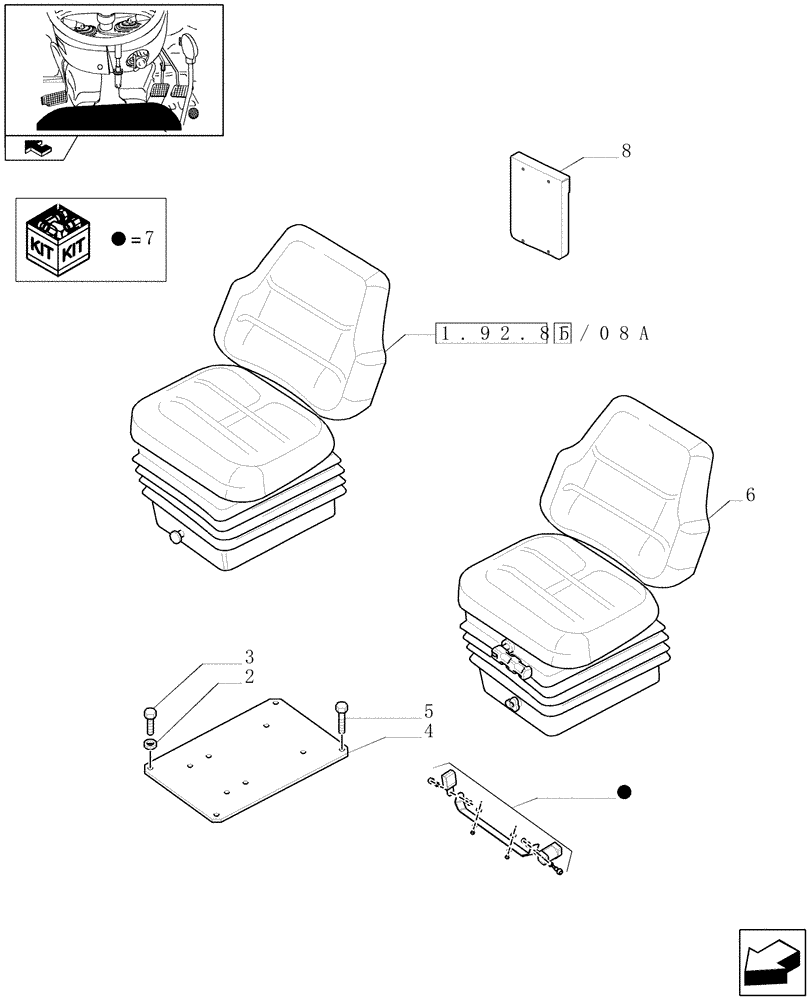 Схема запчастей Case IH FARMALL 75C - (1.92.85/08) - FABRIC SEAT WITH AIR SUSPENSION, RETRACTABLE BELTS AND SAFETY SWITCH - W/CAB (VAR.330850) (10) - OPERATORS PLATFORM/CAB