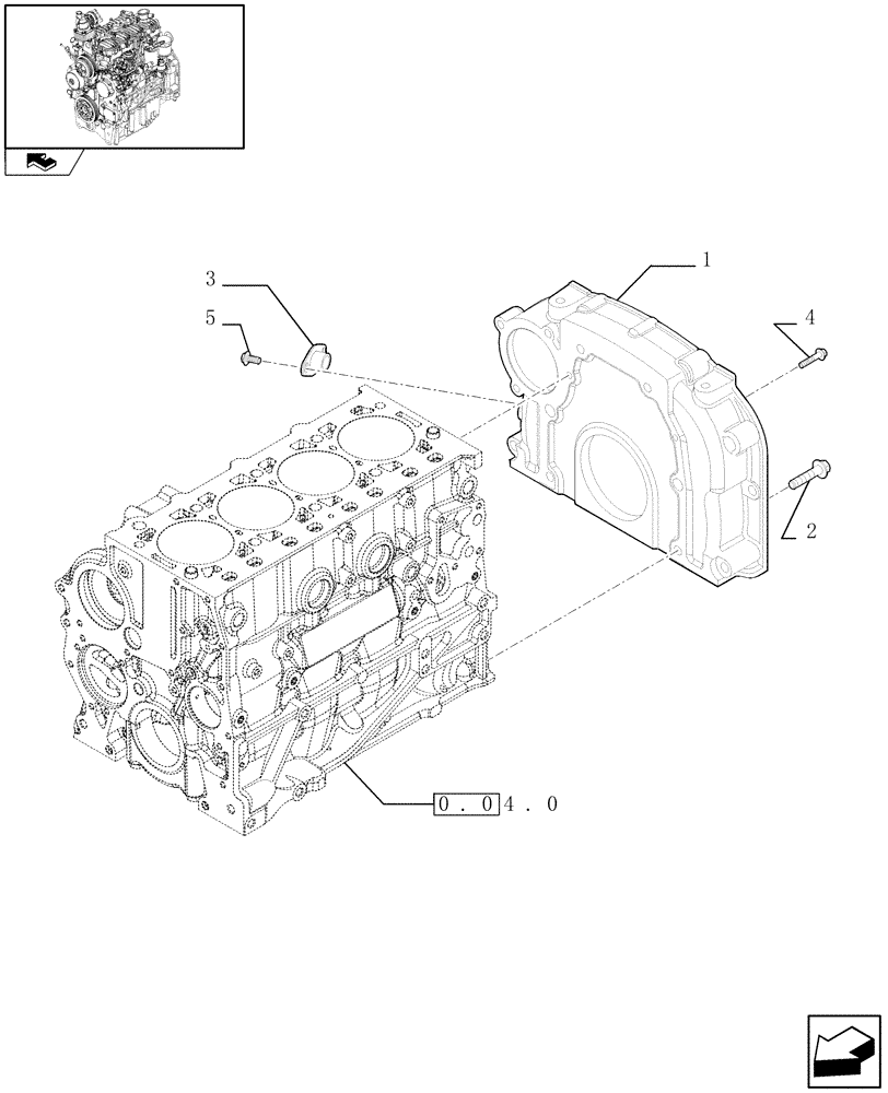 Схема запчастей Case IH FARMALL 65C - (0.04.3[02]) - FLYWHEEL CASE (01) - ENGINE