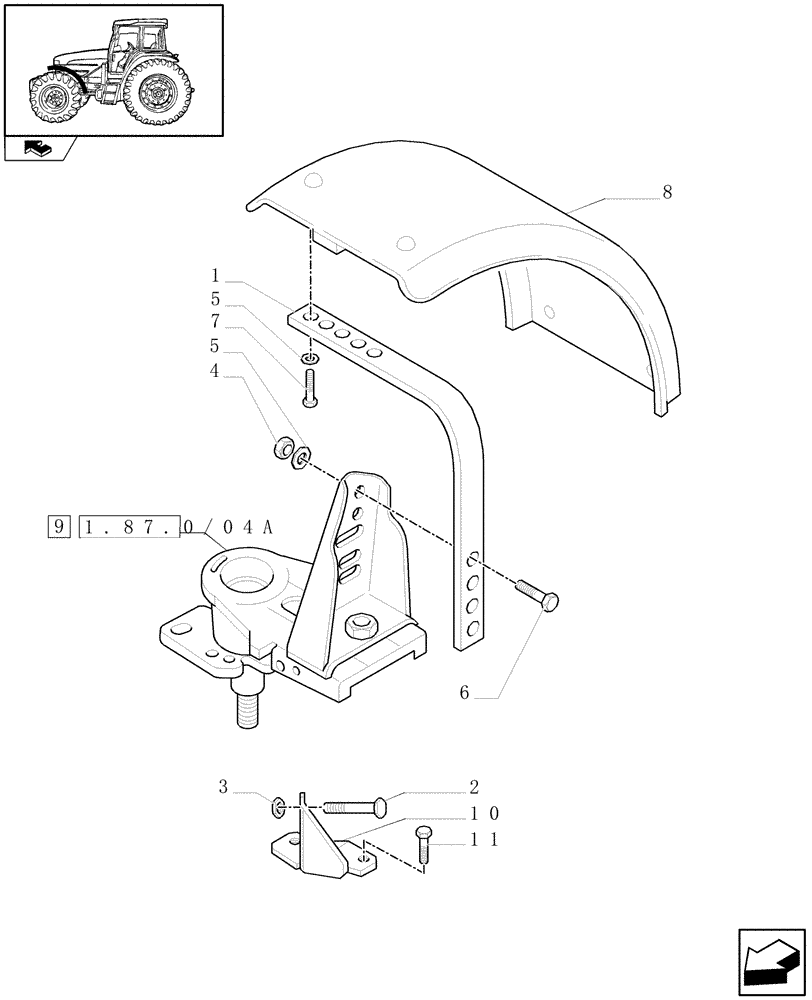 Схема запчастей Case IH FARMALL 85U - (1.87.0/04) - DYNAMIC FRONT FENDERS (VAR.331486-333486) (08) - SHEET METAL