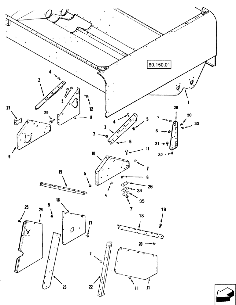 Схема запчастей Case IH 2577 - (80.150.10) - GRAIN TANK - SUPPORTS, LOWER (80) - CROP STORAGE/UNLOADING