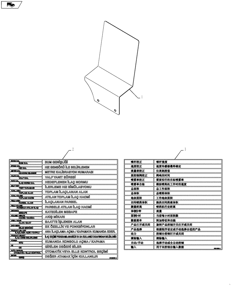Схема запчастей Case IH 3330 - (90.108.13) - RAVEN CONTROLLER DECAL GROUP (TURKISH, CHINESE) (90) - PLATFORM, CAB, BODYWORK AND DECALS