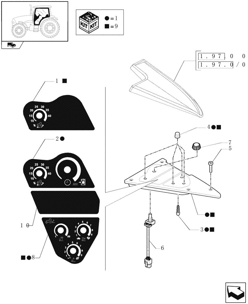 Схема запчастей Case IH PUMA 180 - (1.75.1/02) - (VAR.743-743/1-749-753) RADAR - ARMREST CONTROL UNIT - COVERS AND CONTROLS (06) - ELECTRICAL SYSTEMS