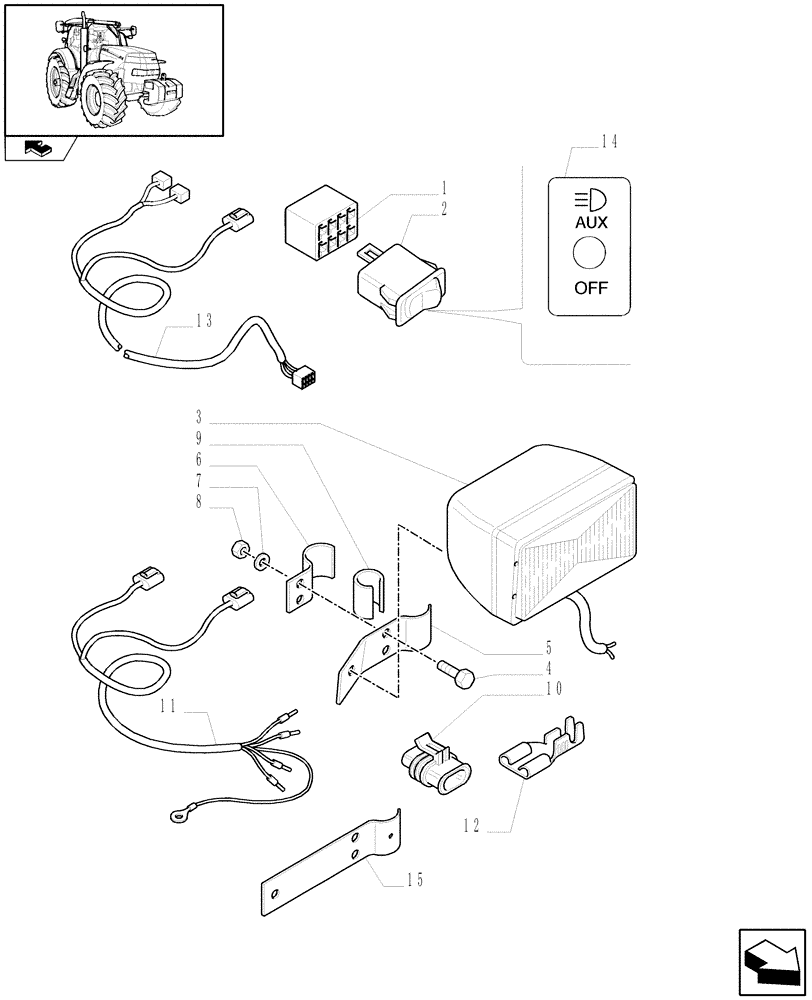 Схема запчастей Case IH PUMA 225 - (1.75.7/04 ) - (VAR.126-127) AUXILIARY LIGHTS KIT (06) - ELECTRICAL SYSTEMS