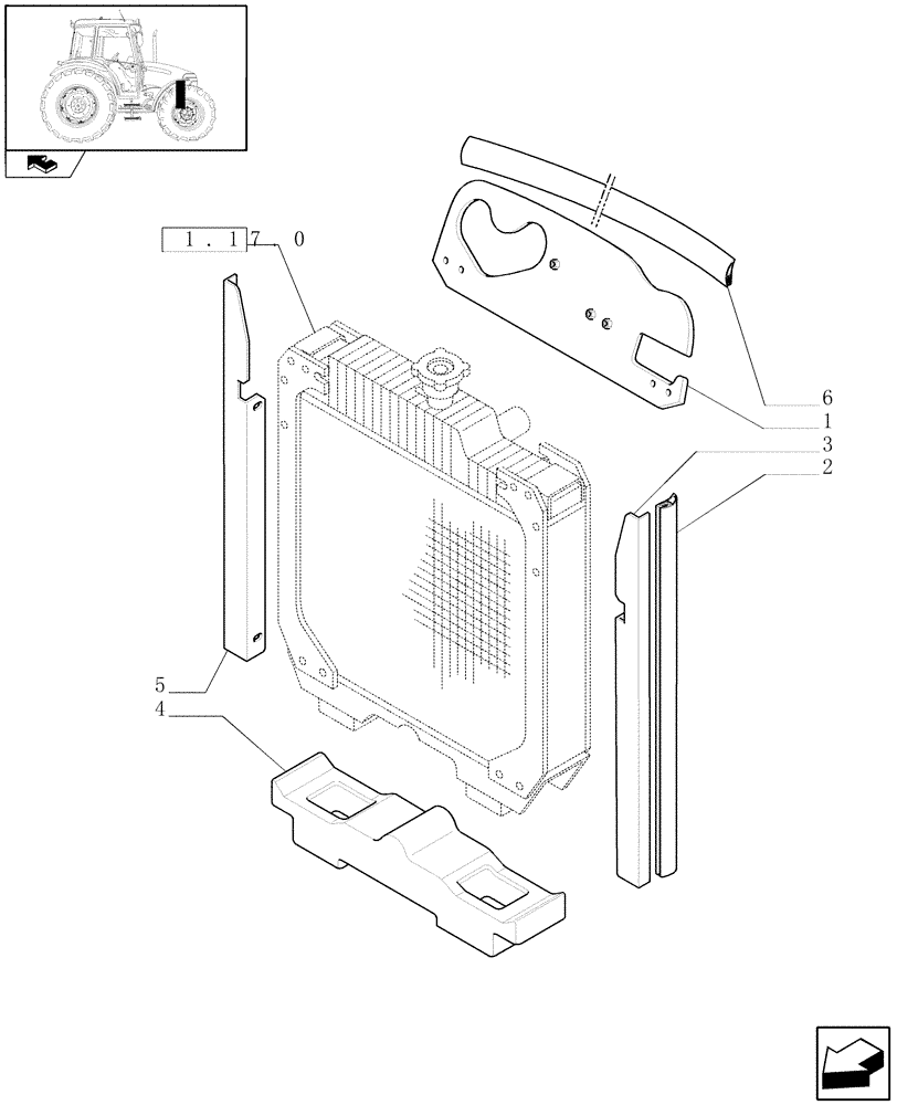 Схема запчастей Case IH FARMALL 60 - (1.17.5) - RADIATOR - SEALS (02) - ENGINE EQUIPMENT