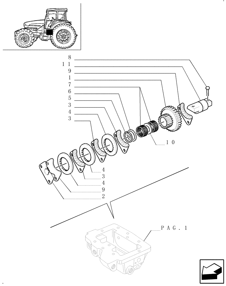 Схема запчастей Case IH JX90U - (1.65.5[02]) - PARKING BRAKE - 2WD (05) - REAR AXLE