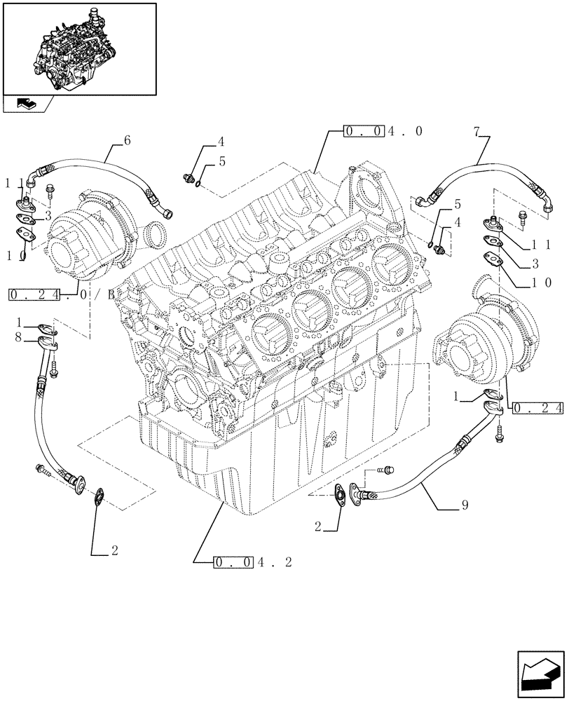 Схема запчастей Case IH FVAE2884X B200 - (0.24.0/ C) - TURBOCHARGER & RELATED PARTS (504115138) 