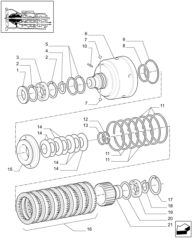 Схема запчастей Case IH MXM175 - (1.28.7/01[02]) - CLUTCH ENGAGEMENT (03) - TRANSMISSION