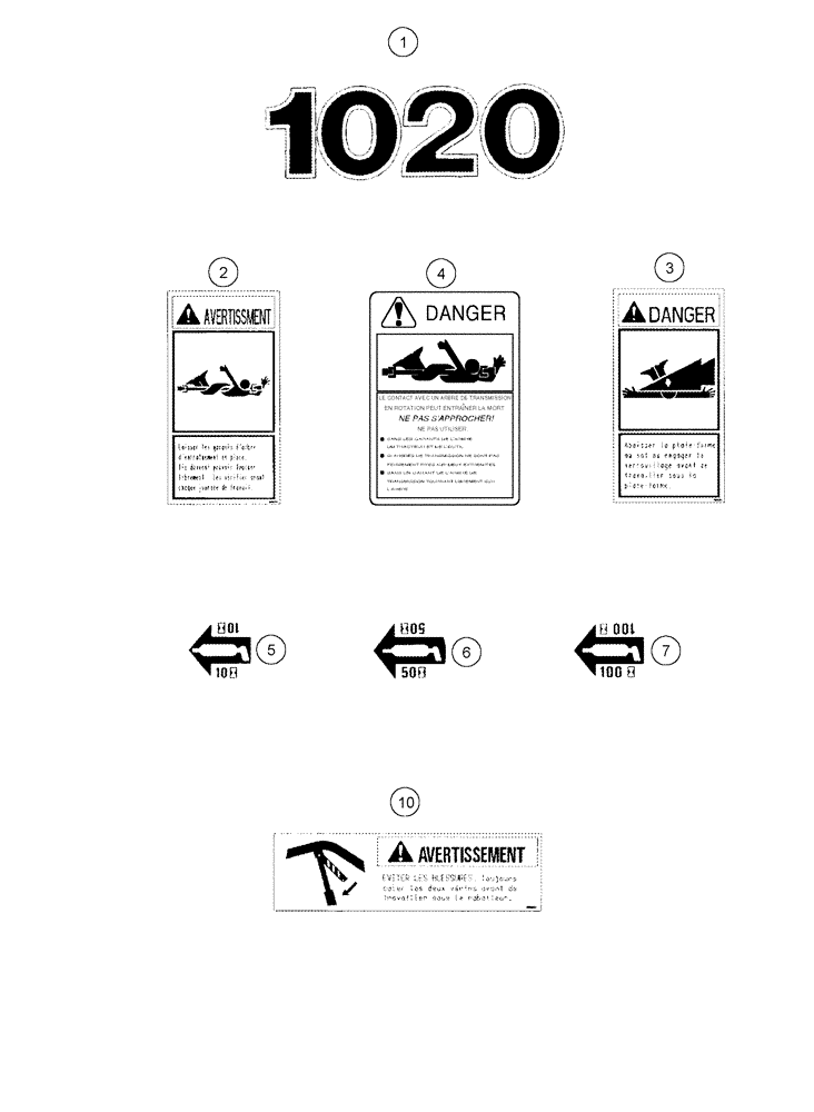 Схема запчастей Case IH 1020 - (09D-19[02]) - DECALS - FRENCH LANGUAGE (09) - CHASSIS/ATTACHMENTS
