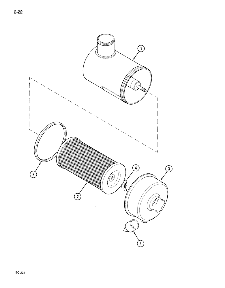 Схема запчастей Case IH 895 - (2-22) - AIR CLEANER, COOPERS, WITHOUT SAFETY ELEMENT (02) - ENGINE