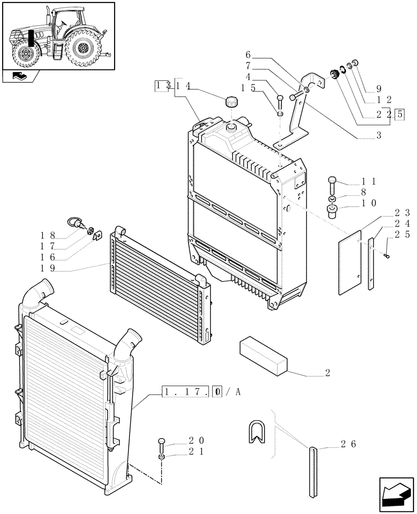 Схема запчастей Case IH PUMA 140 - (1.17.0) - RADIATOR, COOLING SYSTEM RELATED PARTS (02) - ENGINE EQUIPMENT