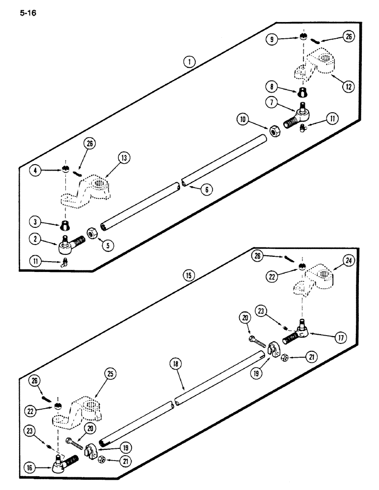 Схема запчастей Case IH 1620 - (5-016) - STEERING TIE RODS, NONADJUSTABLE AXLE (04) - STEERING