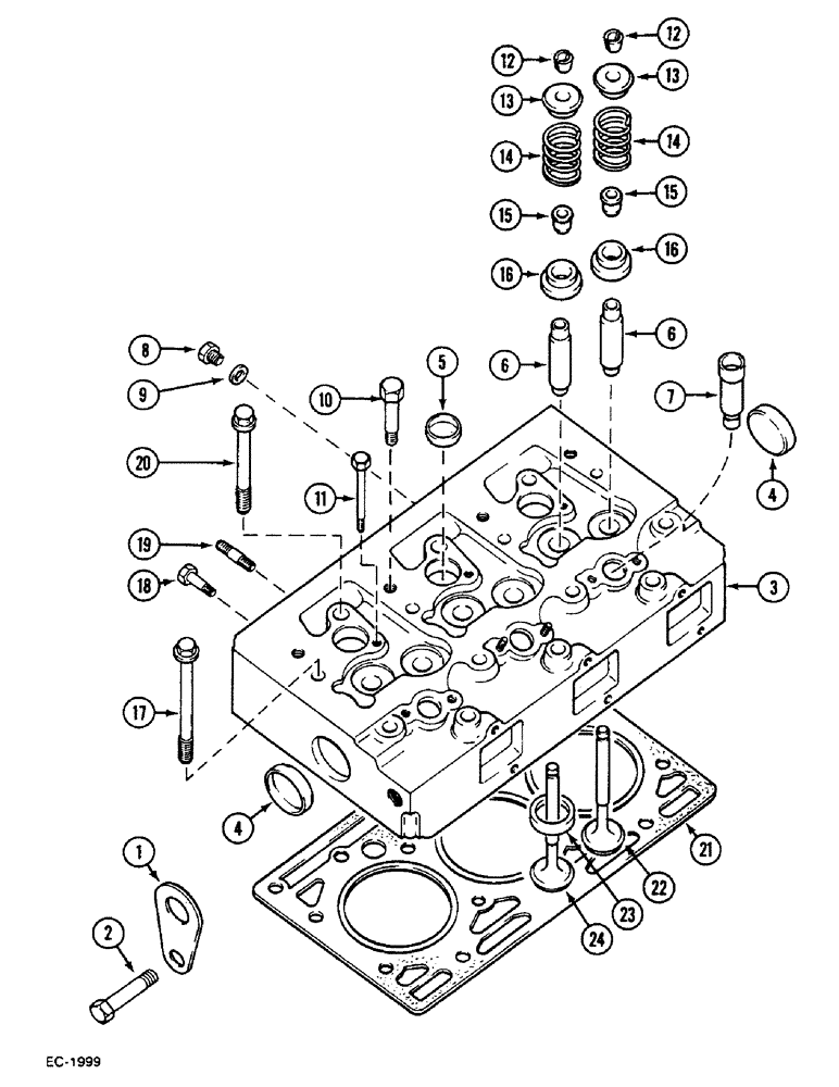 Схема запчастей Case IH 433 - (2-32) - CYLINDER HEAD (02) - ENGINE