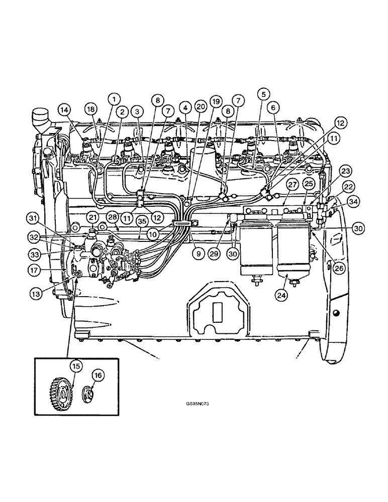 Схема запчастей Case IH D-310 - (5-082) - FUEL INJECTION PUMP AND CONNECTIONS, 706 AND 756 TRACTORS W/SPIN-ON TYPE FILTERS 