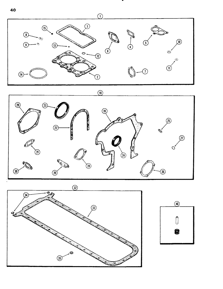 Схема запчастей Case IH 1090 - (040) - ENGINE GASKET KITS, (451B) DIESEL ENGINE (02) - ENGINE