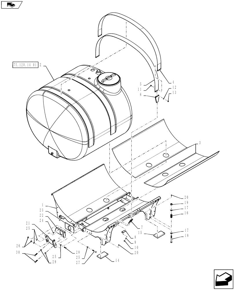 Схема запчастей Case IH 3230 - (75.120.09) - TANK MOUNT, 800 GALLON POLY (75) - SOIL PREPARATION