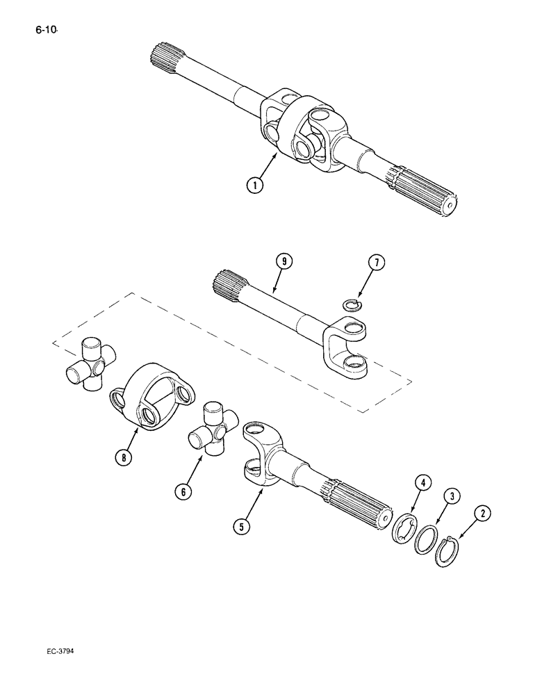 Схема запчастей Case IH 95-SERIES - (6-10) - DRIVE SHAFTS, MFD AXLE (06) - POWER TRAIN