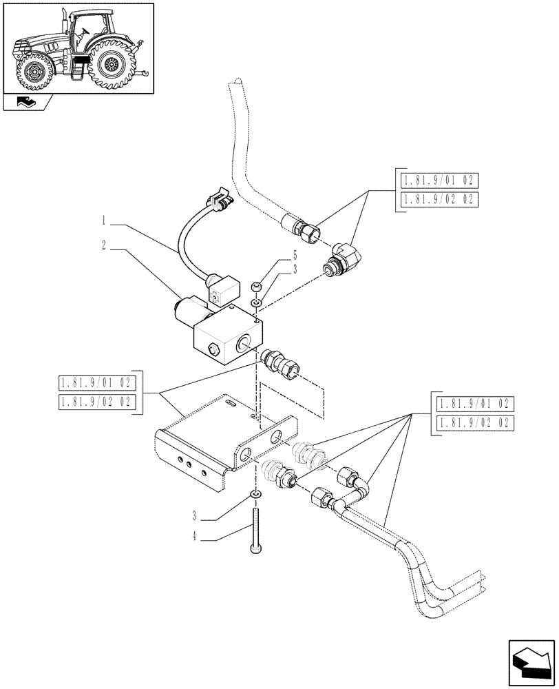 Схема запчастей Case IH PUMA 140 - (1.75.0/15) - TUBES FOR FRONT HPL FROM REAR REMOTE VALVE - VALVE AND HARNESS (VAR.330926-331926) (06) - ELECTRICAL SYSTEMS