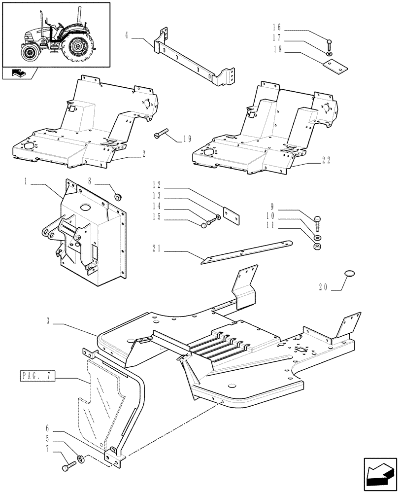 Схема запчастей Case IH FARMALL 95 - (1.92.87[04A]) - MUDGUARDS AND FOOTBOARDS - L/CAB - D6752 (10) - OPERATORS PLATFORM/CAB